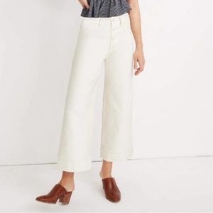 Madewell Ecru Highwaist Wide Leg Cropped Button Fly Jeans  Size 27